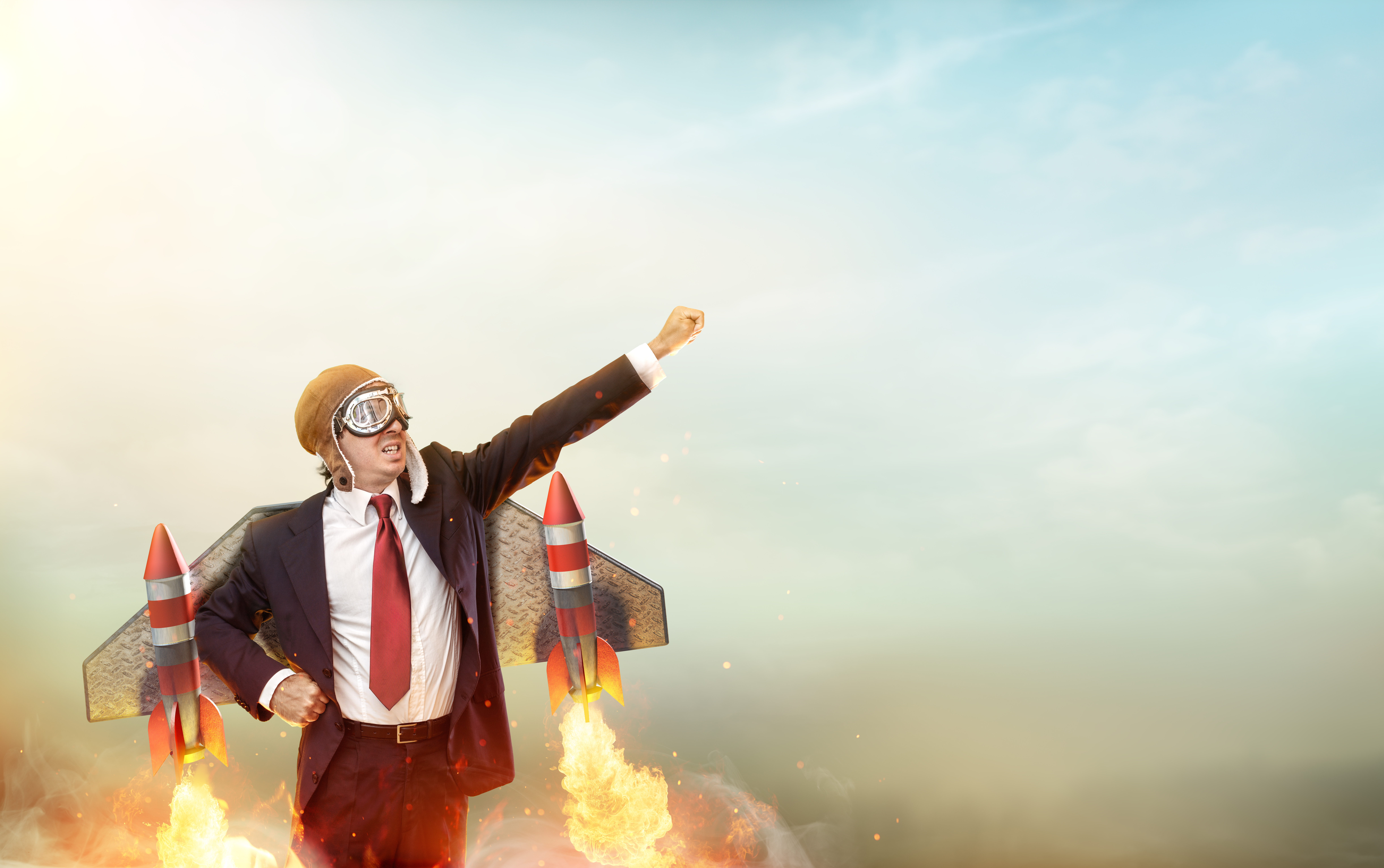 Executivo com turbo pronto para decolar