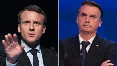 O presidente francês, Emmanuel Macron, e o presidente eleito no Brasil, Jair Bolsonaro