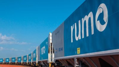 Trem com o logo da Rumo RAIL3 | Dividendos