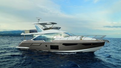 Iate Azimut 62, que tem três suítes e mais de 150 m2 de área útil, tem preço inicial de R 9 milhões. Imagem Divulgação