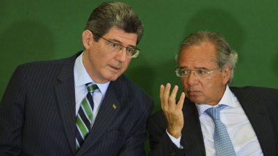 O presidente do BNDES, Joaquim Levy, e o ministro da Economia Paulo Guedes,