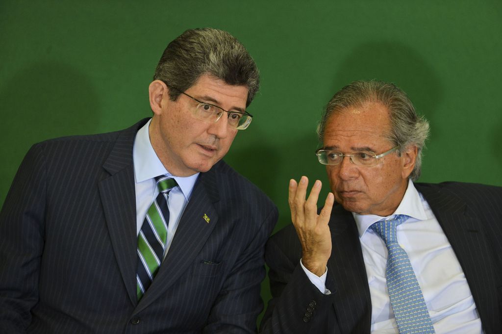 O presidente do BNDES, Joaquim Levy, e o ministro da Economia Paulo Guedes,