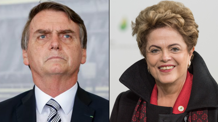 Montagem de Jair Bolsonaro e Dilma Rousseff