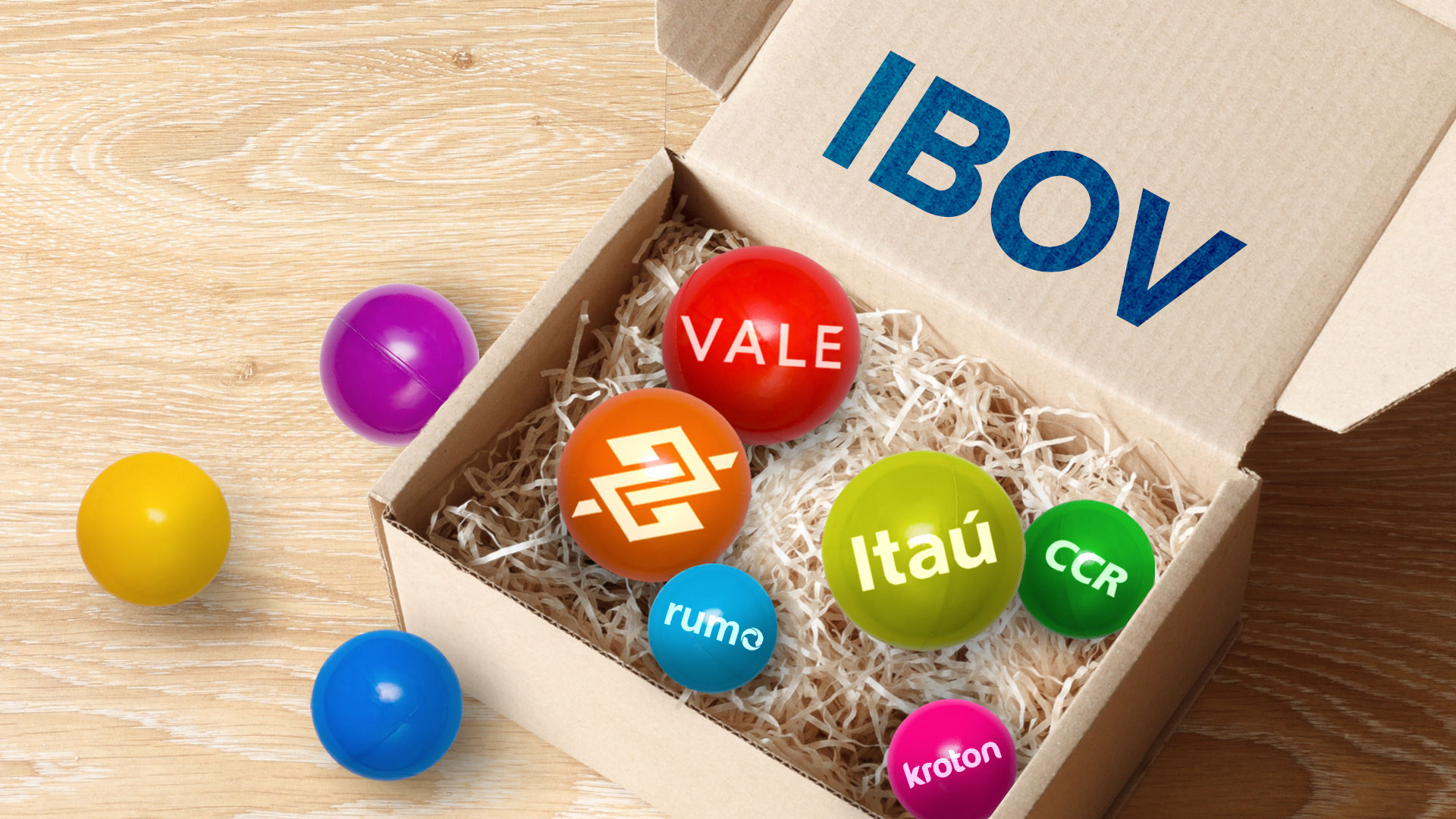 Cesta com bolas simulando a carteira Ibovespa