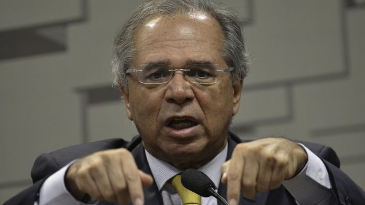 O ministro da Economia, Paulo Guedes, em audiência pública da Comissões de Assuntos Econômicos (CAE) do Senado.