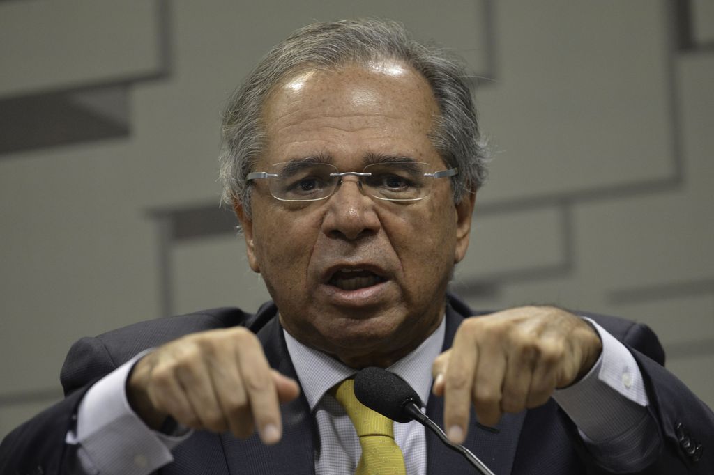 O ministro da Economia, Paulo Guedes, em audiência pública da Comissões de Assuntos Econômicos (CAE) do Senado.