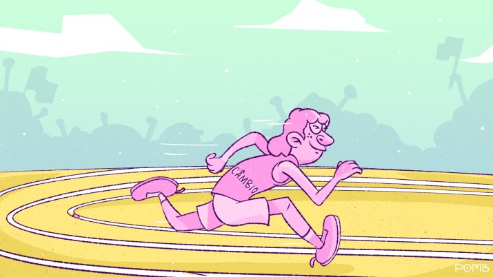 Ilustração de um corredor representando o câmbio