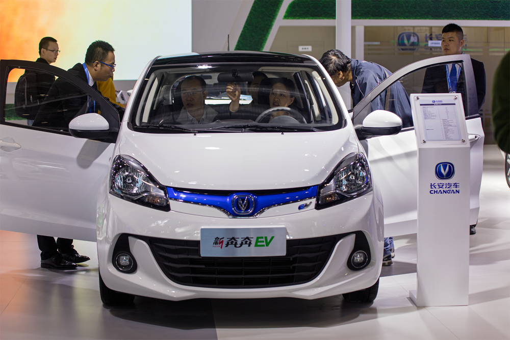 Veículo elétrico da Changan durante evento na China.