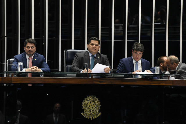 Plenário do Senado com o presidente Davi Alcolumbre