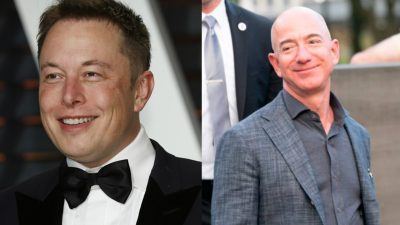 Os bilionários Elon Musk e Jeff Bezos