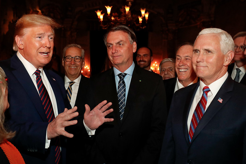 Presidente Jair Bolsonaro acompanhado do Presidente dos Estados Unidos Donald Trump