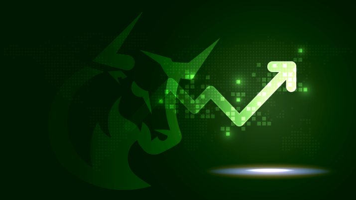 Selo de mercados que mostra um Touro e indica a alta do Ibovespa