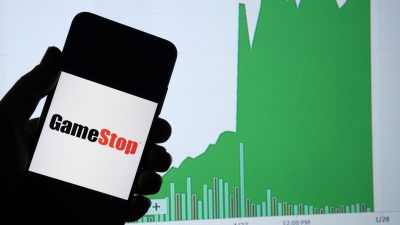 Gamestop retail company logo on the smartphone