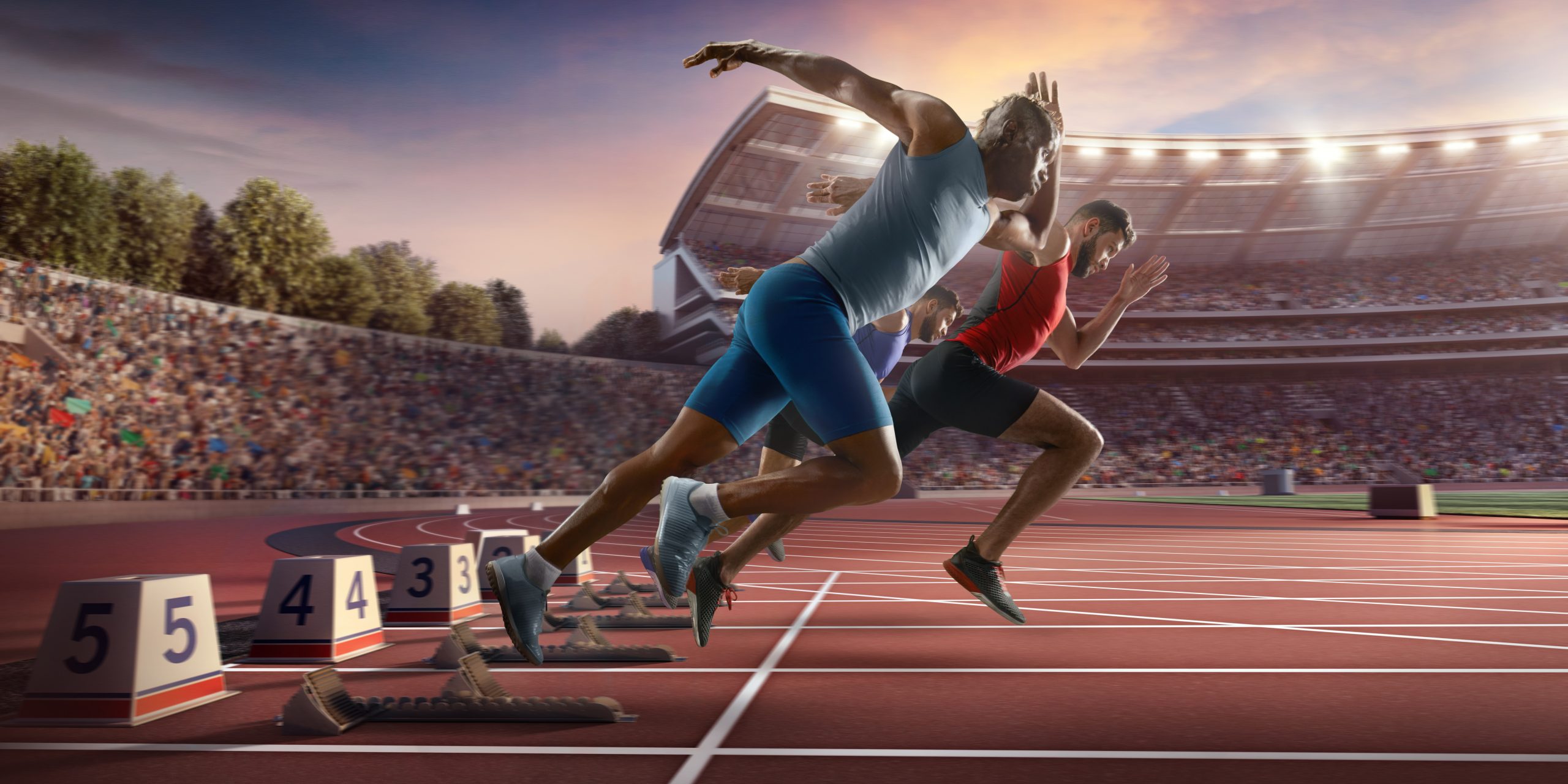 Male,Athletes,Sprinting.,Three,Men,In,Sport,Clothes,Run,At