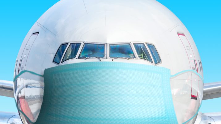Avião coronavírus covid máscara nova variante