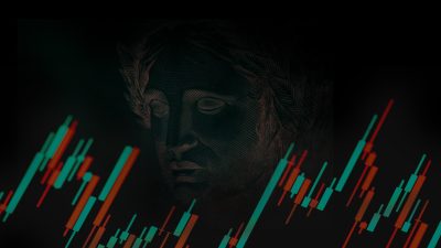 nota de real com gráficos atrás