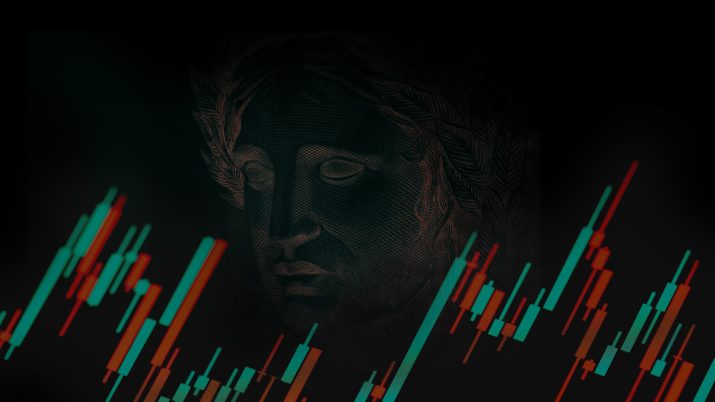 nota de real com gráficos atrás