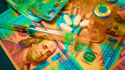 Drug,Trip.,Drugs,In,Ampoules,And,Money,In,Rainbow,Colors.