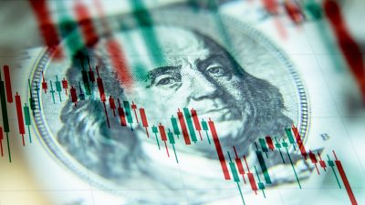 The,Us,Dollar,Against,The,Background,Of,A,Declining,Chart.