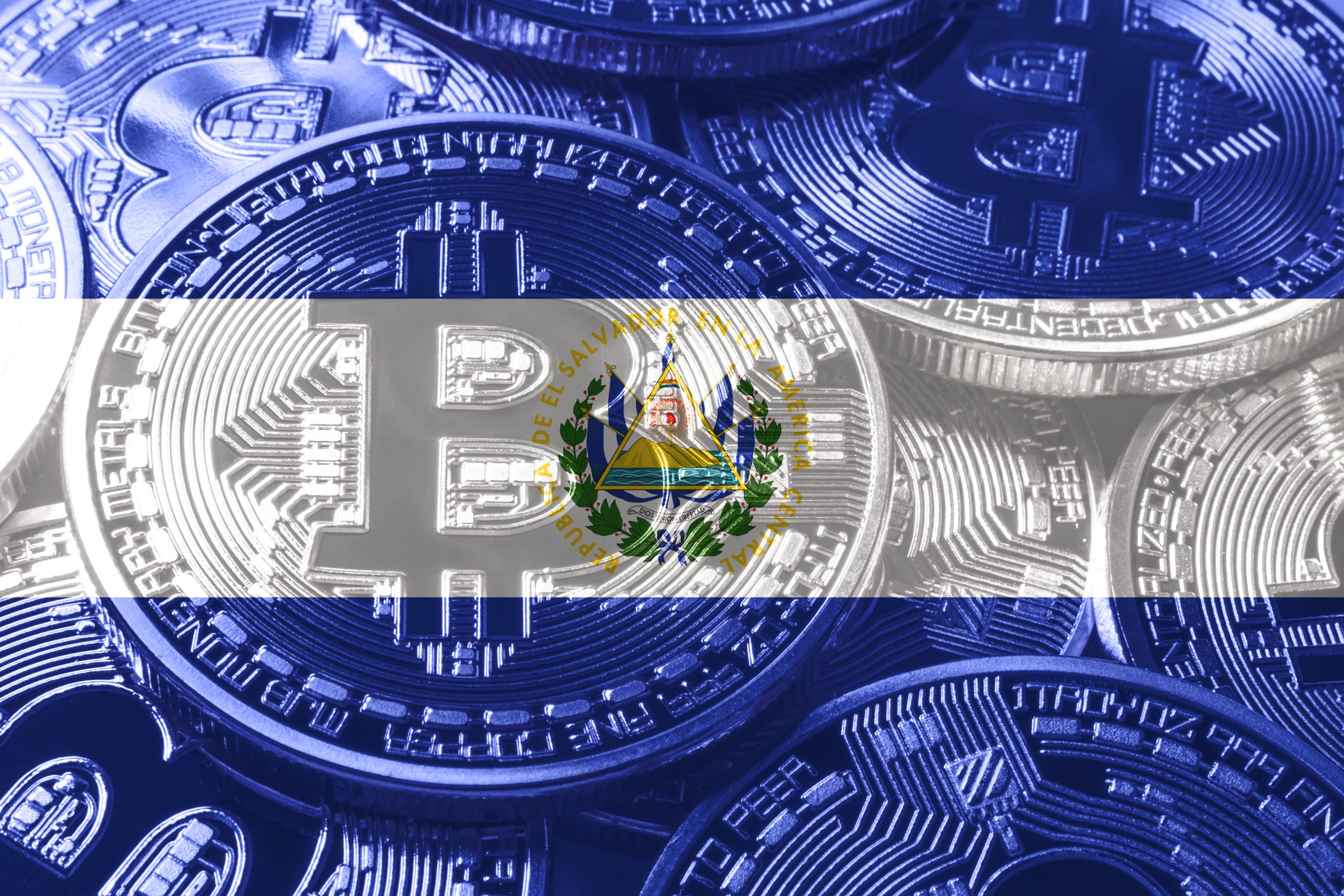 El,Salvador,Bitcoin,Flag,,National,Flag,Cryptocurrency,Concept,Black,Background
