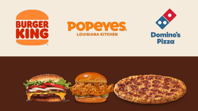 BK, Popeyes, Bueguer King, Domino's, pizza, hamburguer