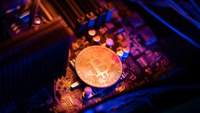 Bitcoin,Cryptocurrency,Coin,On,A,Pc,Computer,Motherboard,,Crypto,Currency