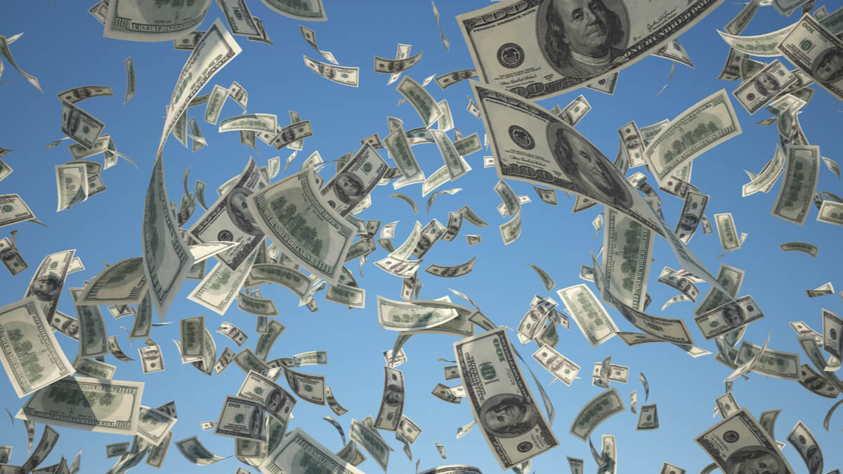 Cédulas de dólares caindo do céu - renda extra estrategia sistema