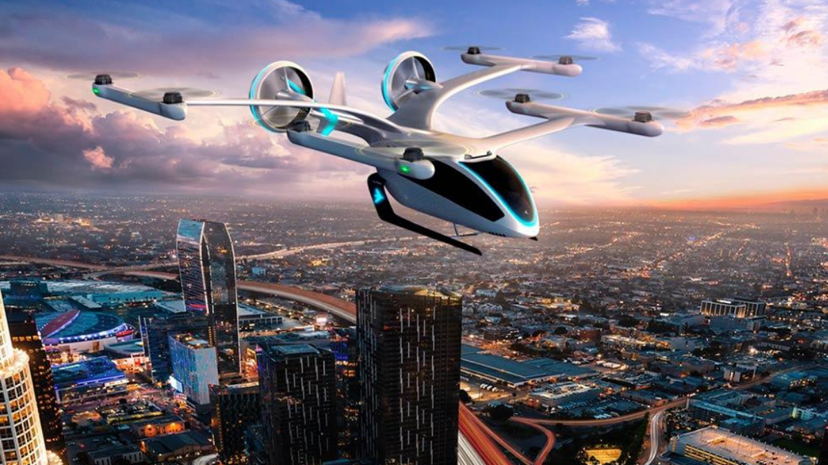 Arte conceitual do eVTOL da Eve, subsidiária da Embraer (EMBR3)