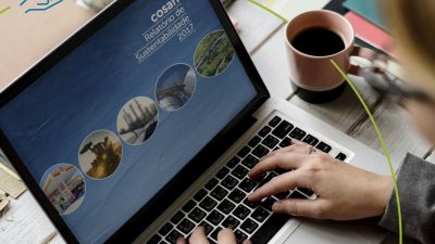 Computador mostra tela com site da Cosan
