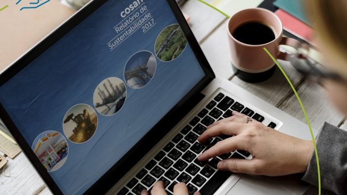 Computador mostra tela com site da Cosan
