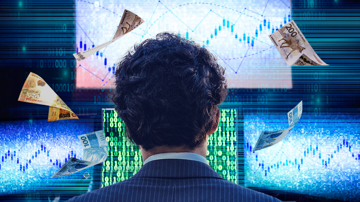homem de terno operando day trade