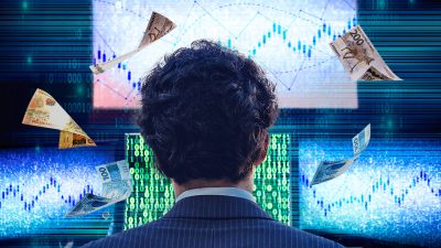homem de terno operando day trade