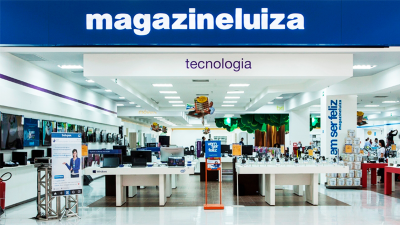 Fachada de loja do Magazine Luiza (MGLU3), um dos grandes players de varejo da bolsa, junto com Via (VIIA3) e Americanas (AMER3)