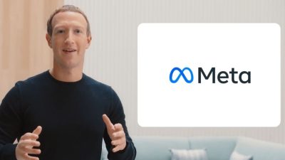 mark ao lado da logomarca nova da meta, que aposta no metaverso
