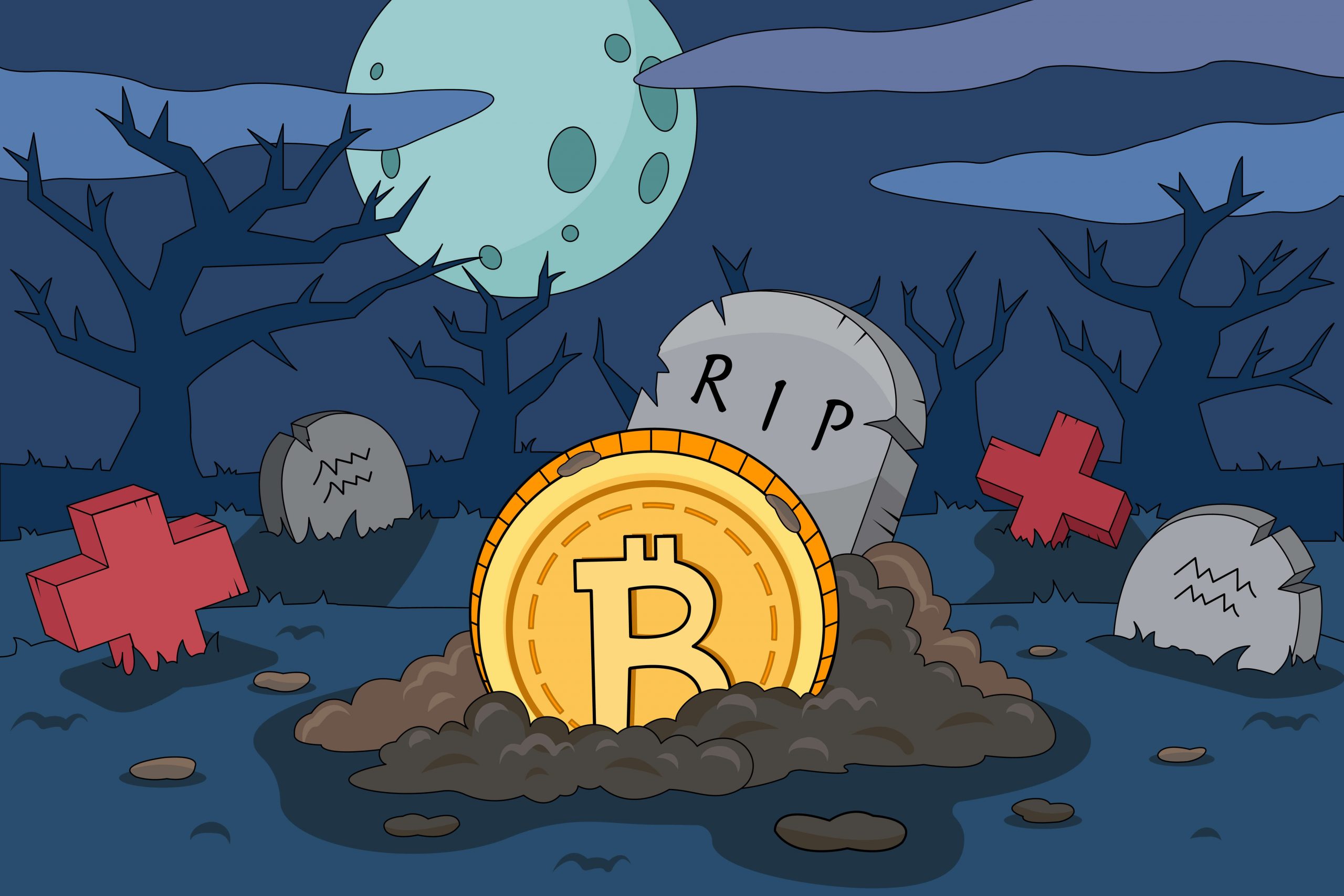 Bitcoin morto no cimitério