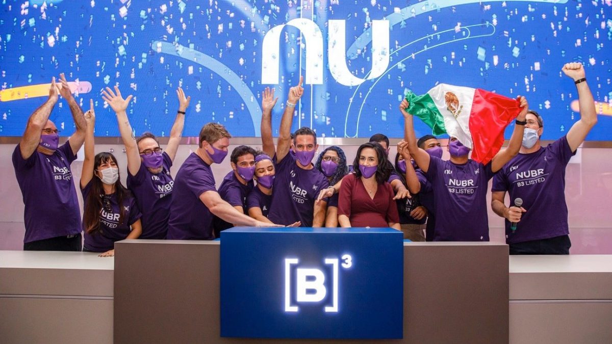 Fundadores do Nubank na cerimônia de início das negociações na B3