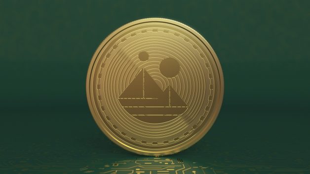 criptomoeda MANA em fundo verde