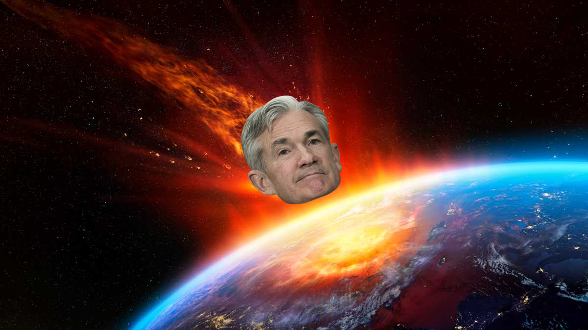 Jerome Powell caindo como um cometa nas bolsas americanas e do bitcoin (BTC) e das criptomoedas