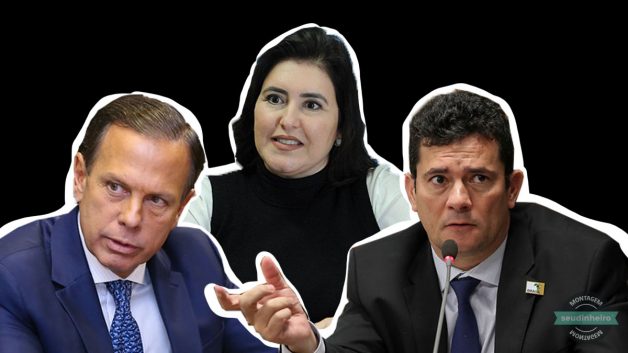 Montagem com recorte João Doria, Sergio Moro e Simone Tebet