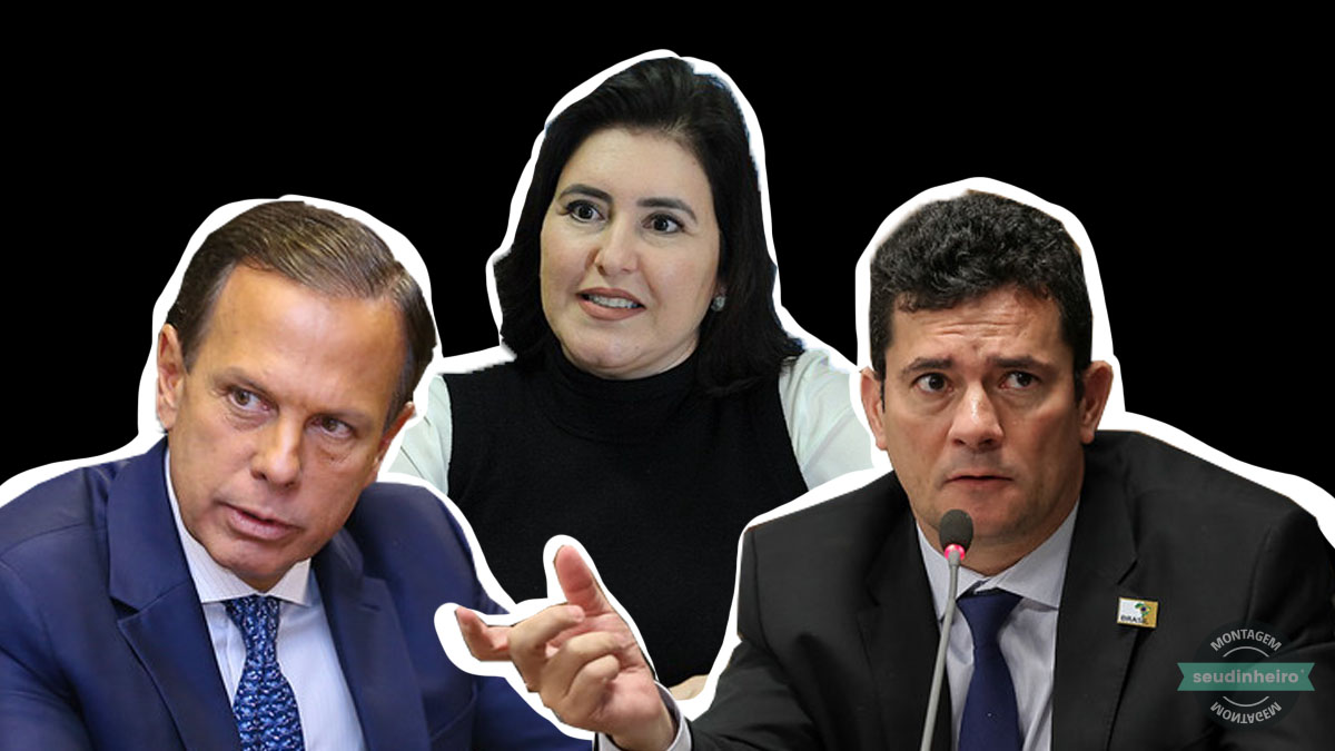 Montagem com recorte João Doria, Sergio Moro e Simone Tebet