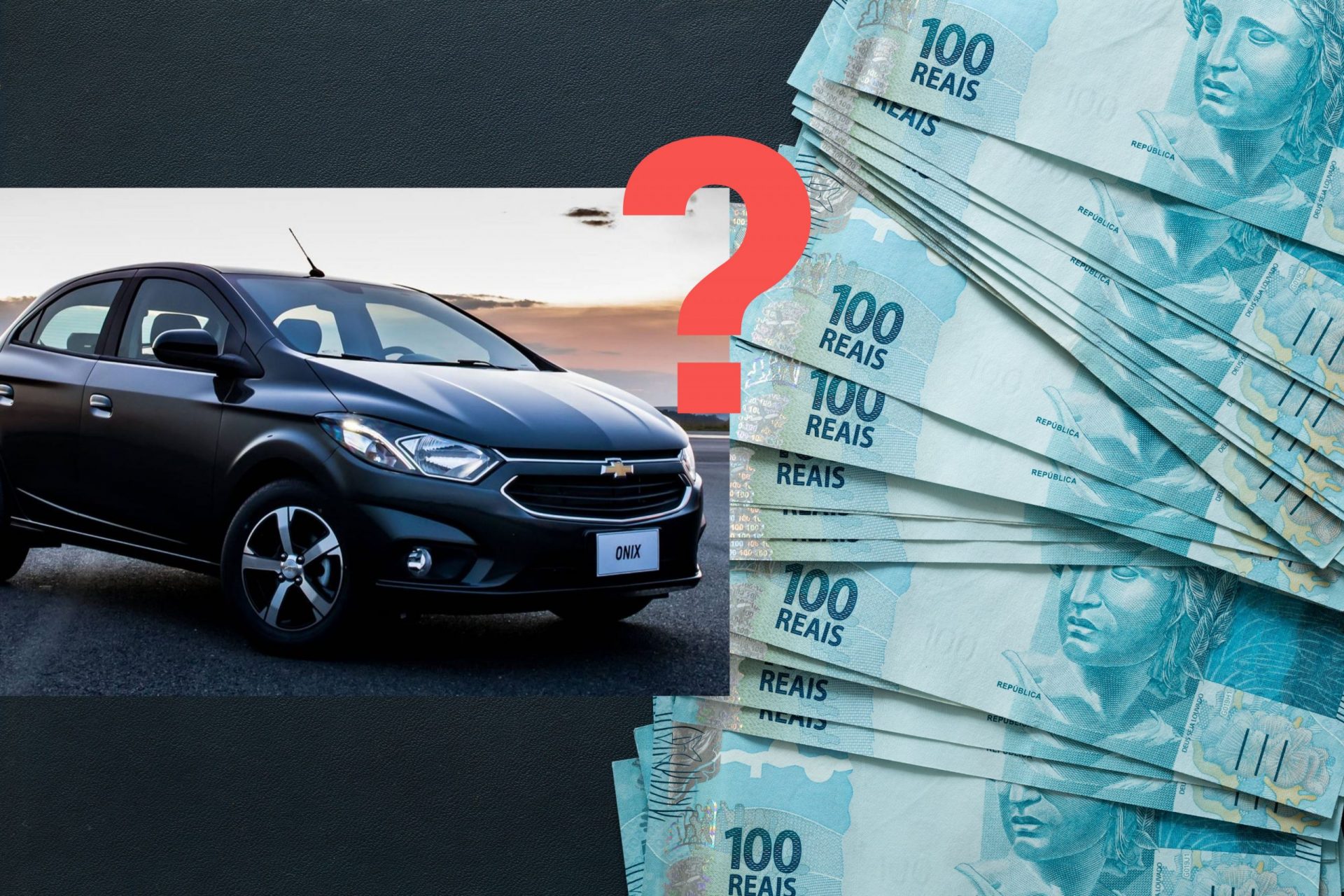 Montagem mostra carro Onix ao lado de monte de dinheiro