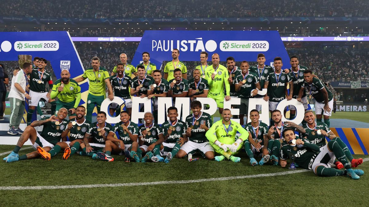 Time do Palmeiras, campeão paulista de 2022 de futebol