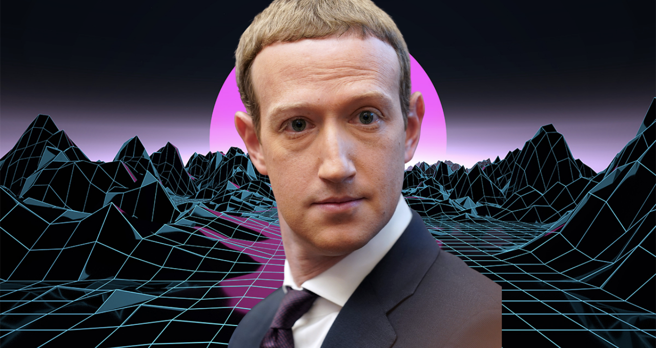 Montagem com imagem de Mark Zuckerberg, criador do Facebook e CEO da Meta