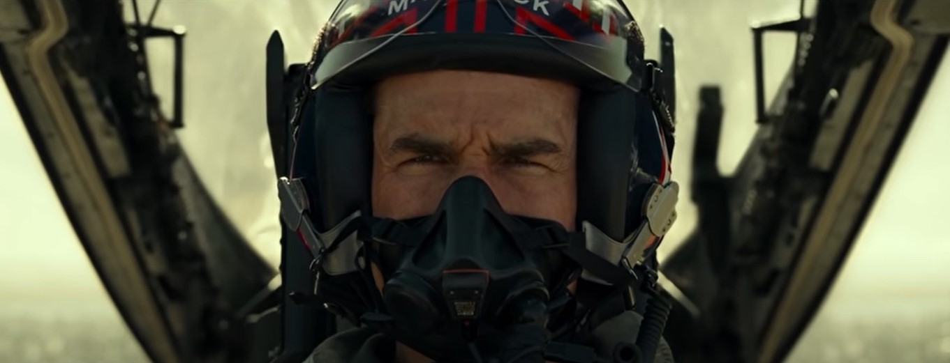 O ator Tom Cruise no filme Top Gun: Maverick, da Paramount Pictures