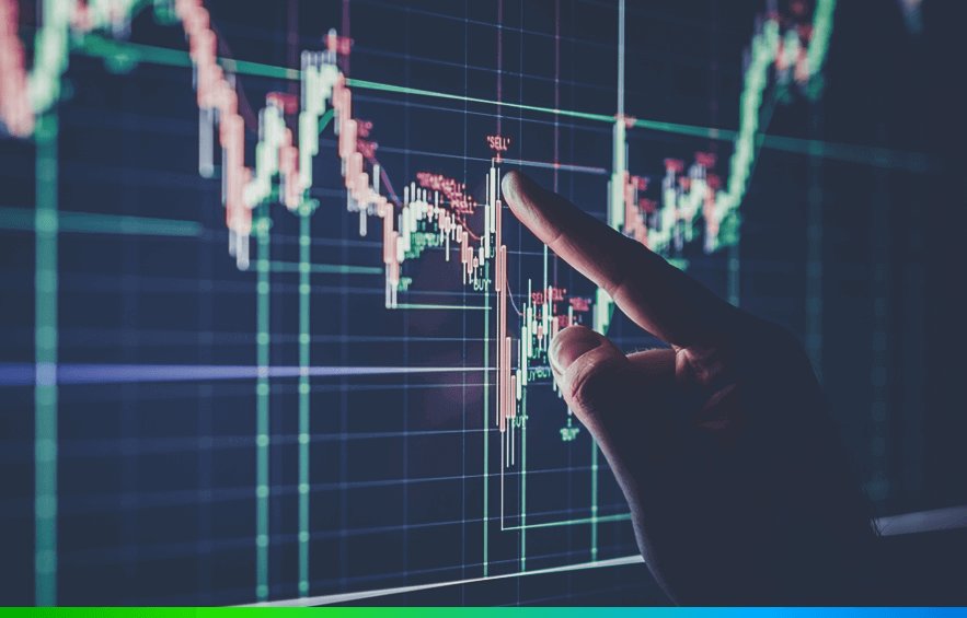 Gráfico com cotações da bolsa