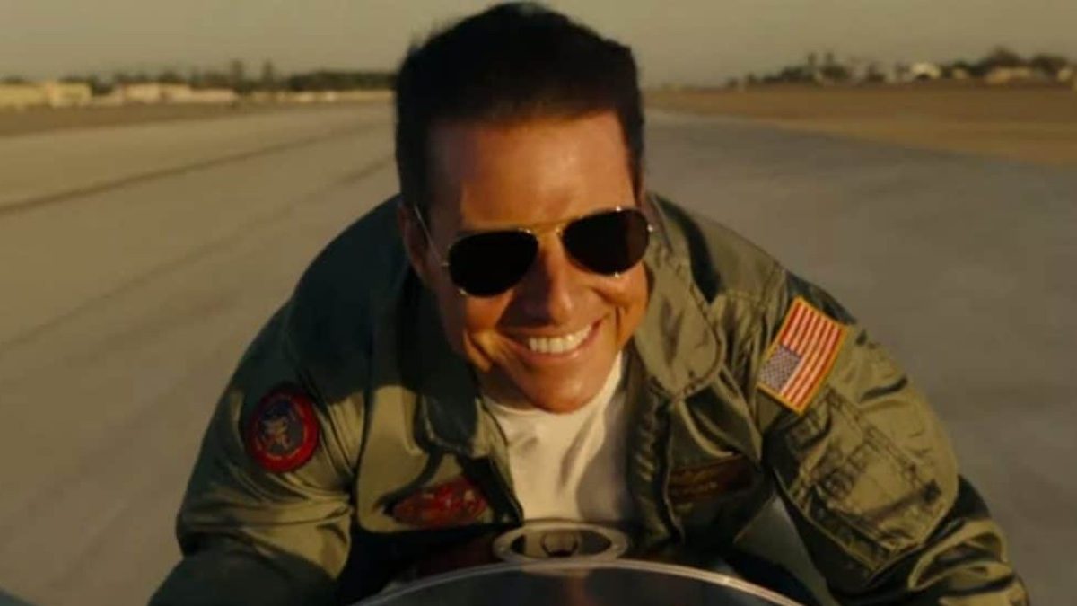O ator Tom Cruise no filme Top Gun: Maverick, da Paramount Pictures