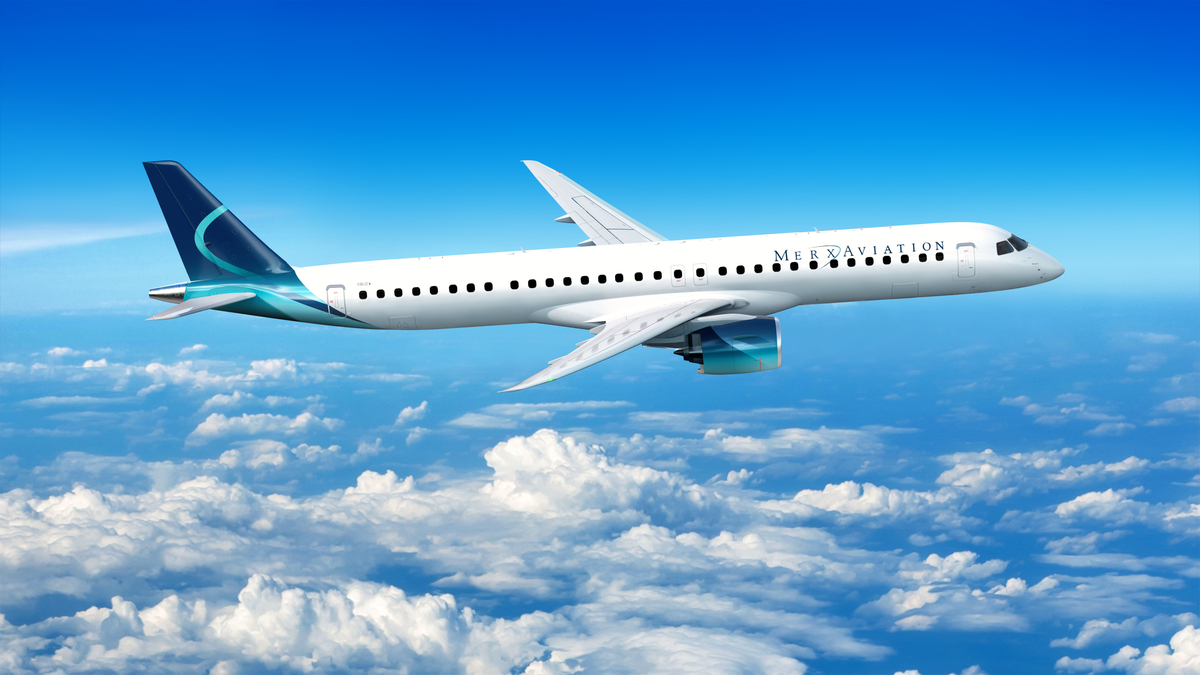 Avião E195-E2 Merx-Aviation, da Embraer (EMBR3)