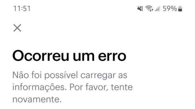 Tela do app do Nubank na manhã de 5 de outubro.