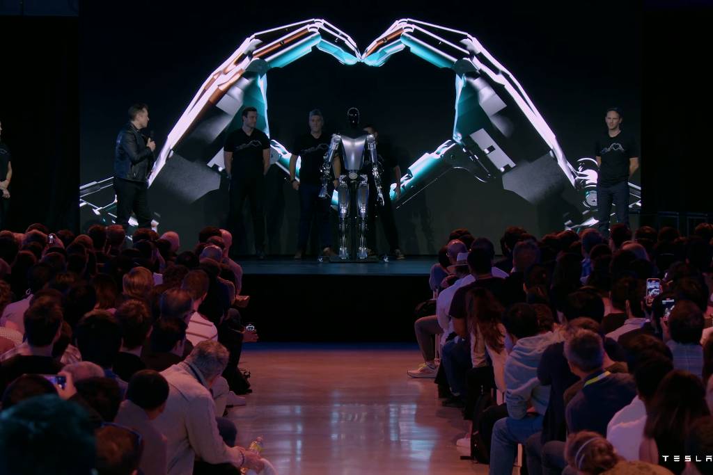 elon musk apresenta o robô humanoide Optimus Tesla