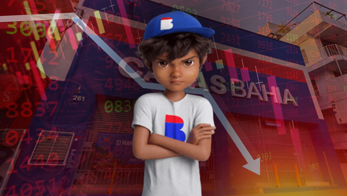 Montagem com Baianinho, mascote da Casas Bahia (BHIA3)